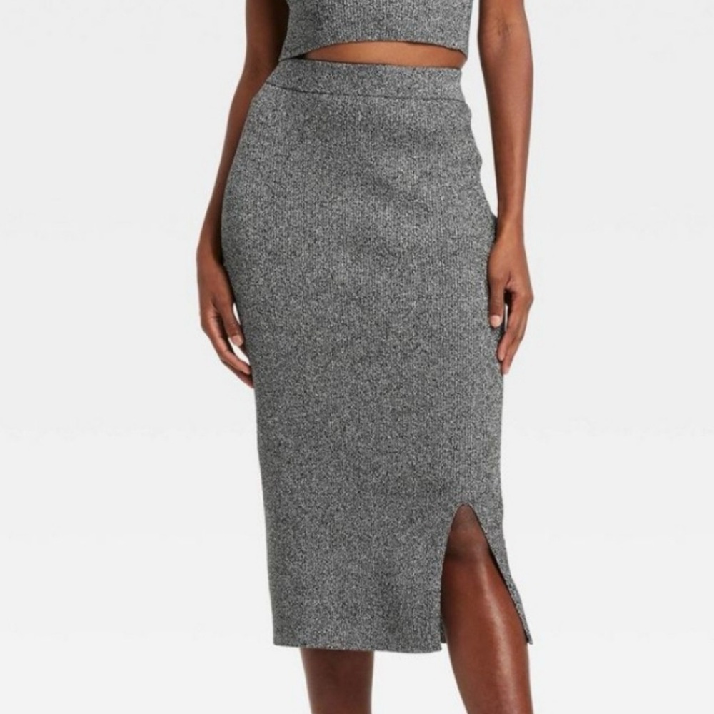 Women's Lurex Midi Sweater Skirt - A New Day™ Silver XL
